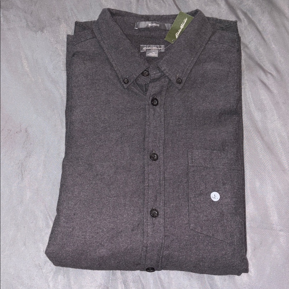🏔️ Eddie Bauer Long Sleeved Flannel Shirt. Large Tall. New!